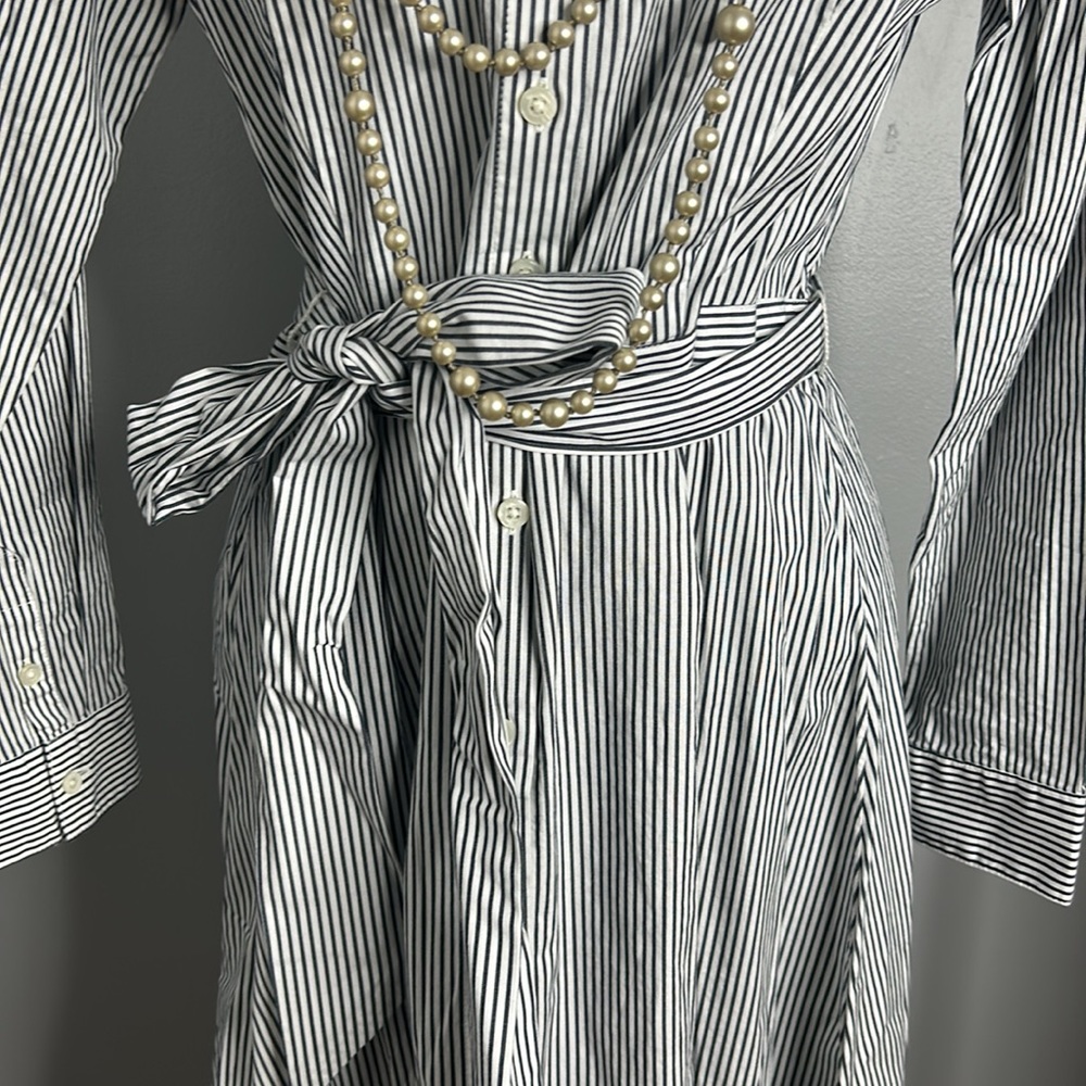 🆕 J. Crew Charcoal & White Button Down Long Sleeve Dress - Picture 3 of 7